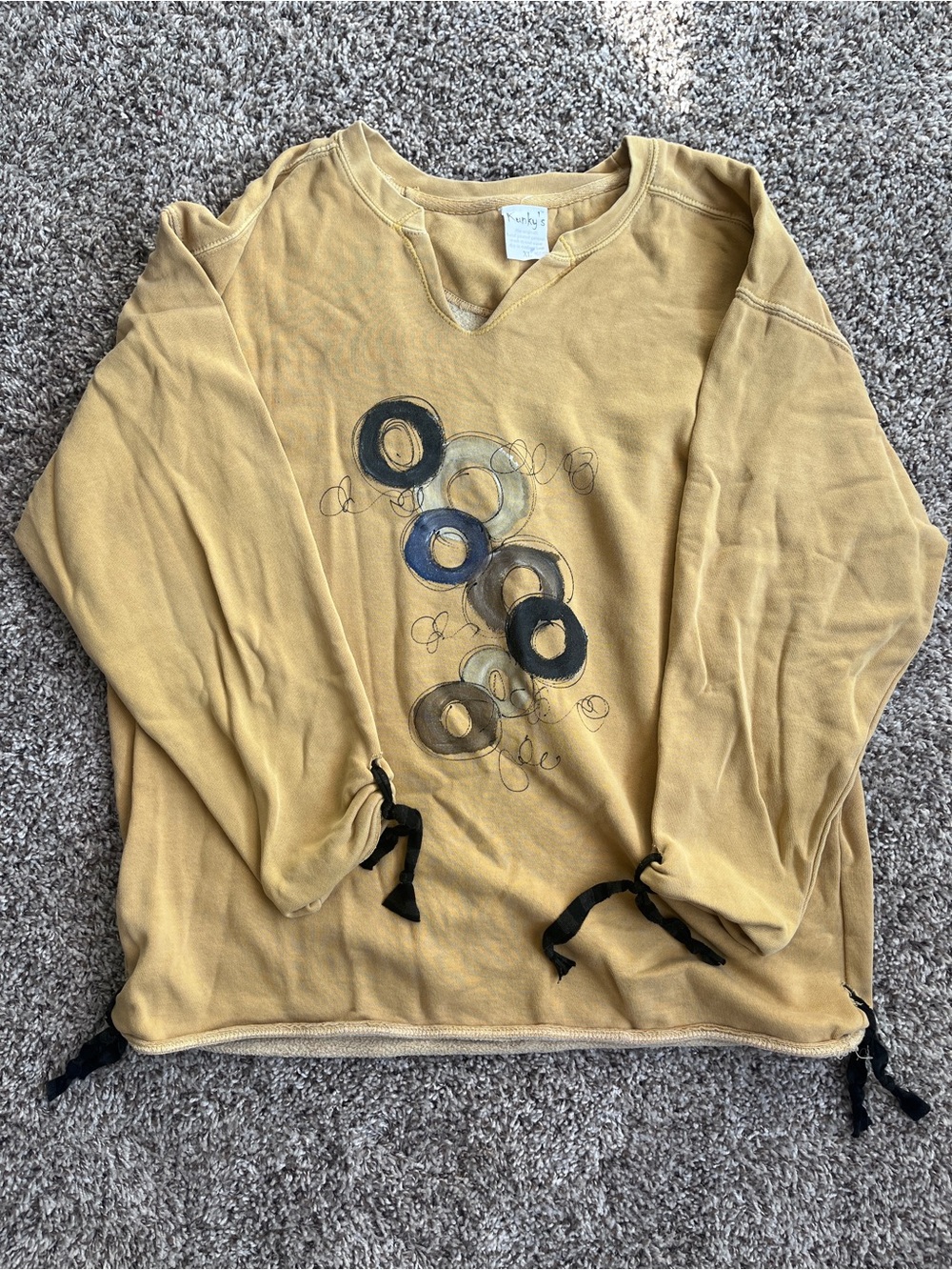 Women's Mustard Yellow One of a Kind Pullover Sweatshirt with Ring Graphic